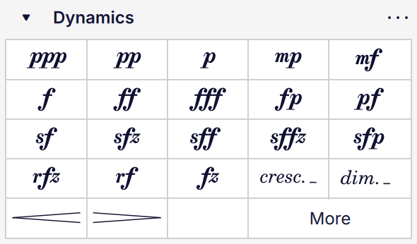 Dynamics palette