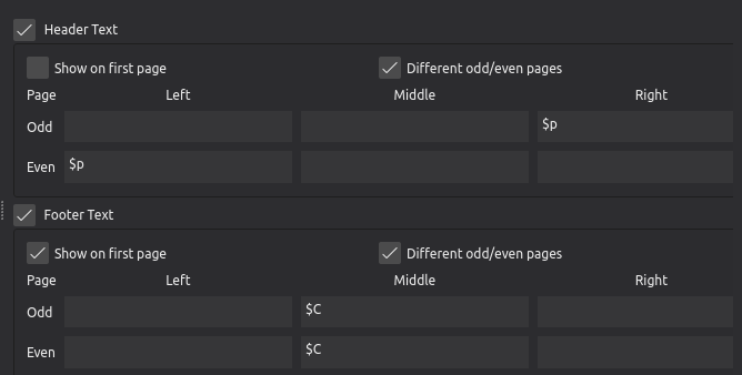 Style Window, Header & Footer