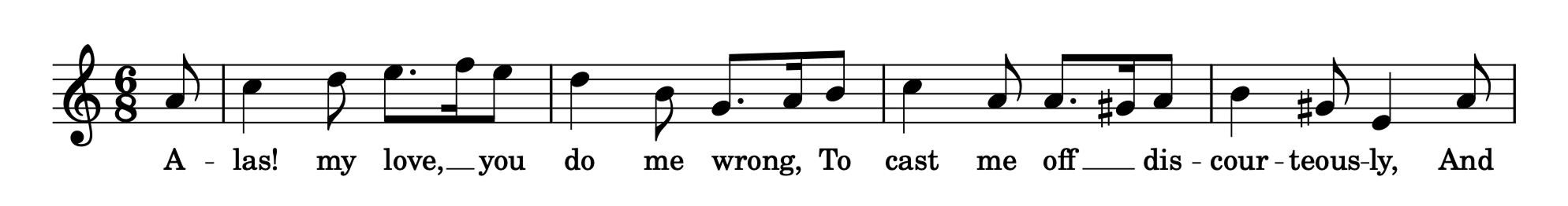 Lyrics example, Greensleeves